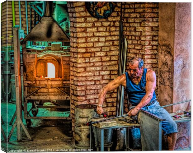 Glass Blower in Murano Canvas Print by Darryl Brooks