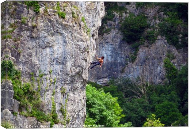 Climbing Cheddar Gorge       Canvas Print by Derek Hickey