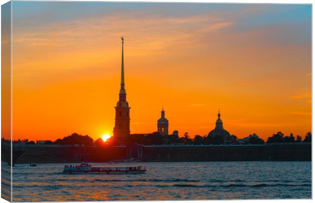 Orange sunset over St. Petersburg Canvas Print by Dobrydnev Sergei
