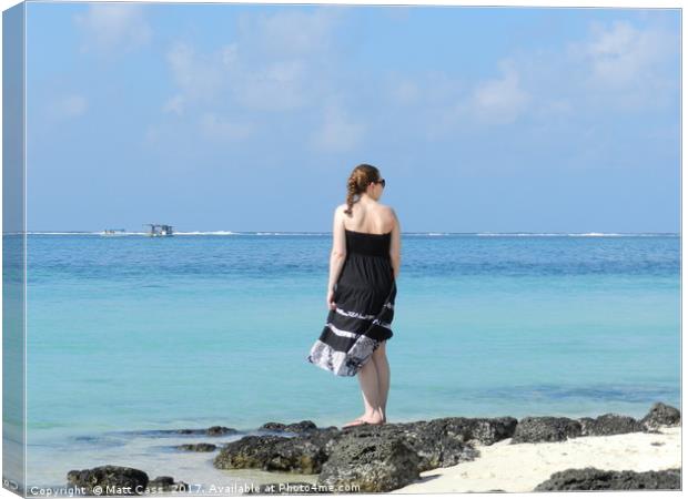 Women Posing on Mauritius Beach Canvas Print by Matt Cass