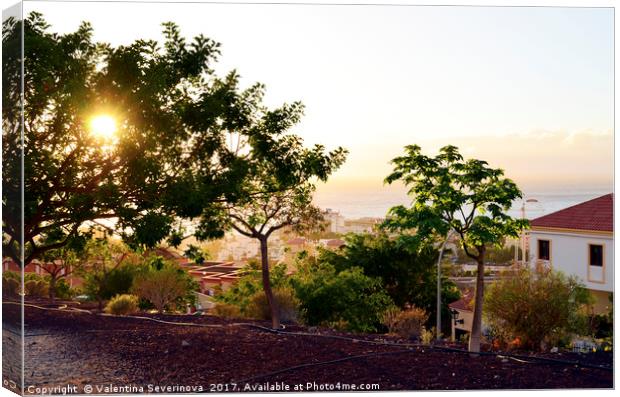 Sunset in Costa Adeje,Tenerife,Canary Islands. Canvas Print by Valentina Severinova