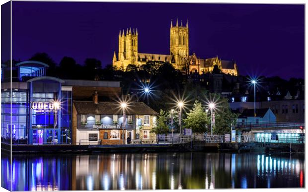 Lincoln Cathedral Cityscape Canvas Print by John Lawrence