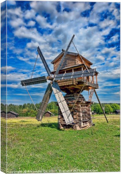 wooden windmil in Russia Canvas Print by Alexander Ov