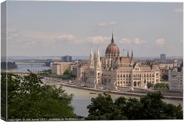 Hungarian Parliament Building in Budapest  Canvas Print by Jon Jones