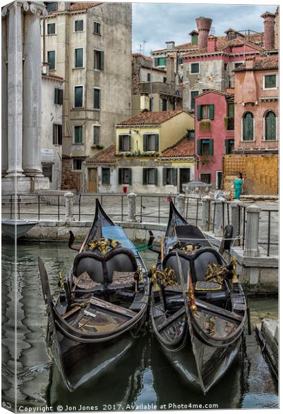 Gondola Park, Venice Canvas Print by Jon Jones