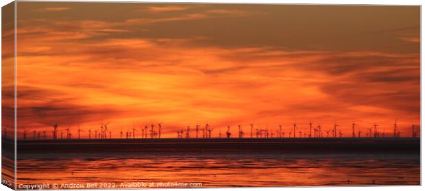 Wind Turbines sunset Canvas Print by Andrew Bell