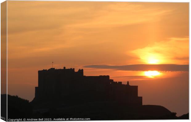 Bamburgh Castle Sunset Silhouette Canvas Print by Andrew Bell