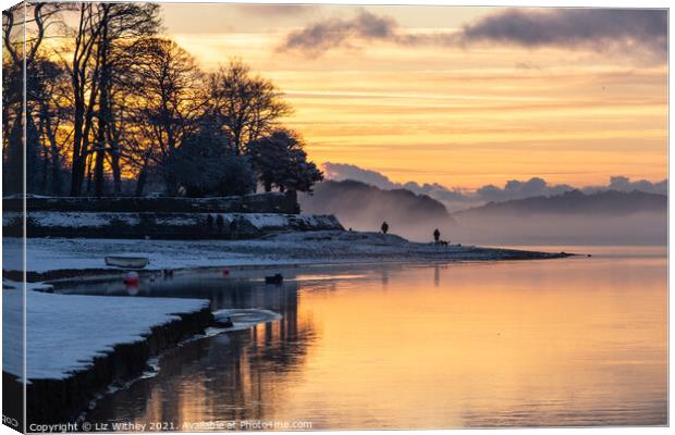 Winter Sunset, Arnside Canvas Print by Liz Withey