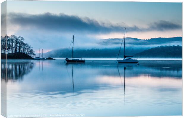 Boats at Dawn Canvas Print by Liz Withey