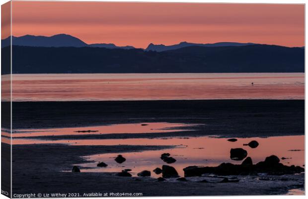 Sunset Morecambe Bay Canvas Print by Liz Withey