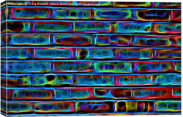 Neon Effect Brick Wall Background Canvas Print by Craig Russell