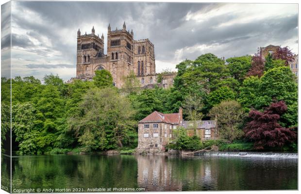 Serene Durham Cathedral Amidst Verdant Foliage Canvas Print by Andy Morton