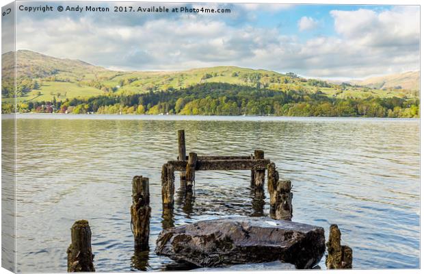 Old Jetty Looking Over Lake Windermere Canvas Print by Andy Morton
