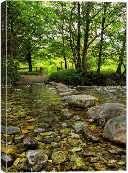 Crossing the Rosthwaite River Canvas Print by James Marsden
