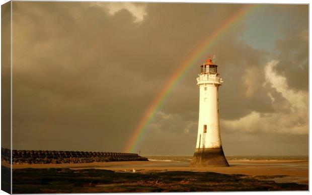 RAINBOW..........Lovely Rainbow over Lighthouse. Canvas Print by Alexander Pemberton