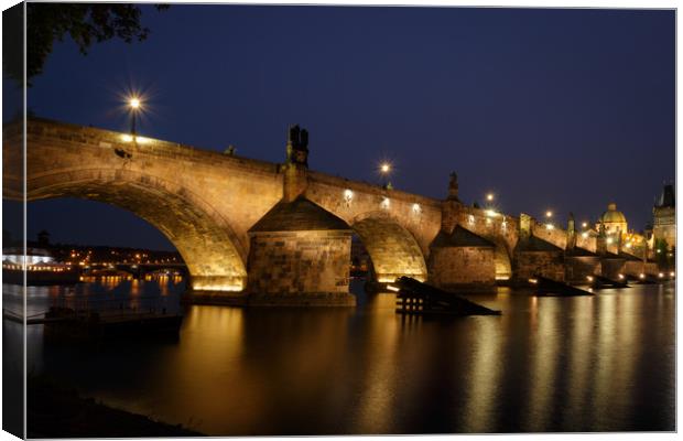 Charles Bridge at Night, Prague Canvas Print by Ed Alexander