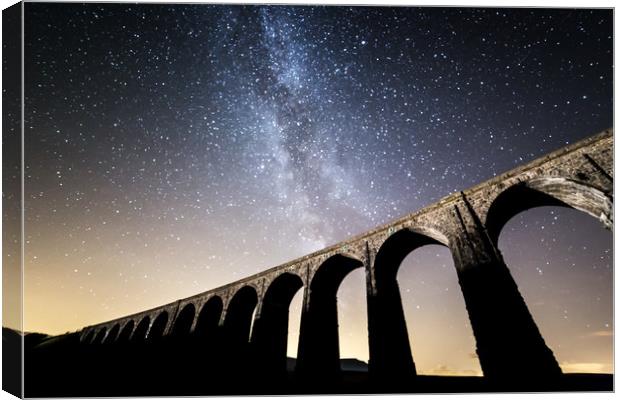 Milky Way over Ribblehead Viaduct Canvas Print by Pete Collins