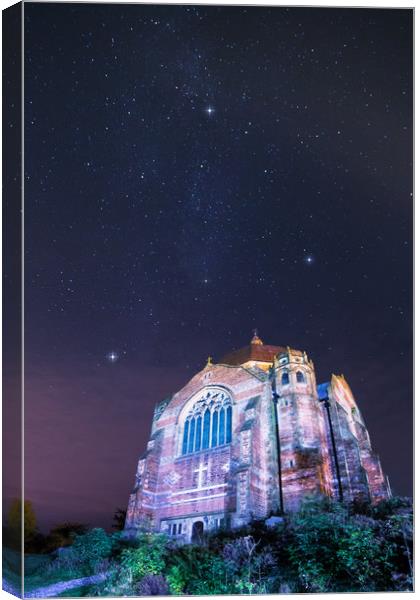 Giggleswick School Chapel starry night Canvas Print by Pete Collins