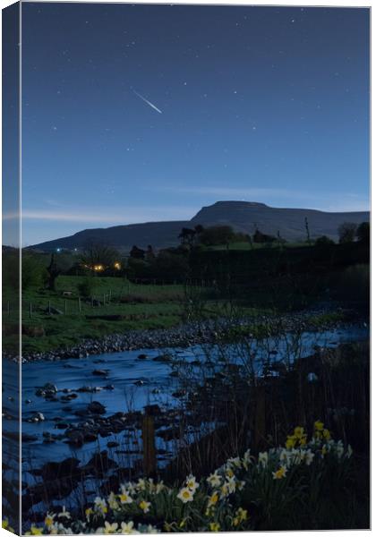 Meteor over Ingleborough Canvas Print by Pete Collins