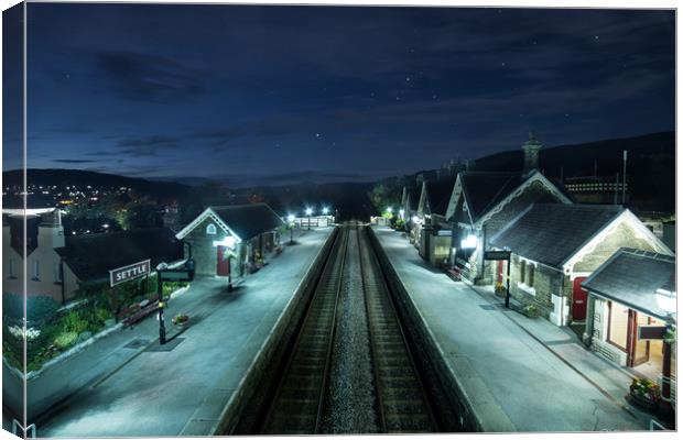 Starry night at Settle Station Canvas Print by Pete Collins