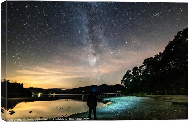 Derwentwater and the Milky Way Canvas Print by Pete Collins