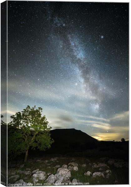 Ingleborough and the Milky Way Canvas Print by Pete Collins