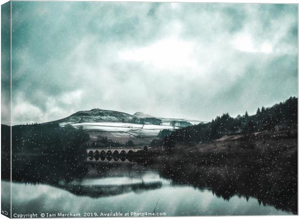 Snowfall on Ladybower Canvas Print by Iain Merchant