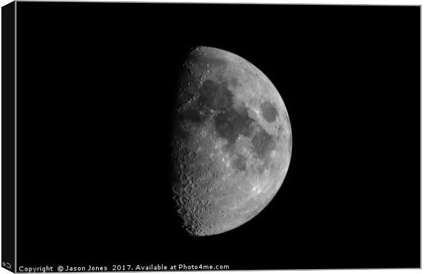 First Quarter Phase of the Moon Canvas Print by Jason Jones