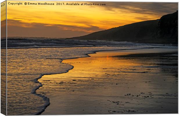 Sunset at Rest Bay Canvas Print by Emma Woodhouse