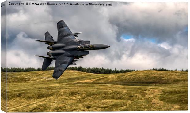 Strike Eagle F-15 through the Mach Loop Canvas Print by Emma Woodhouse