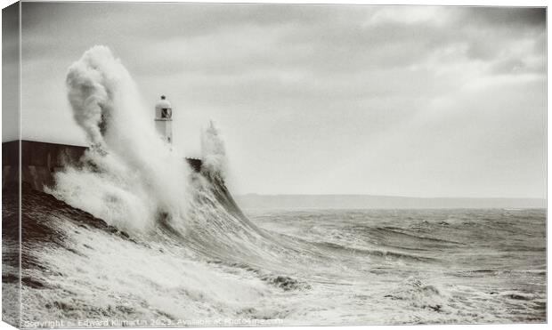 Storm Wave, Porthcawl Canvas Print by Edward Kilmartin