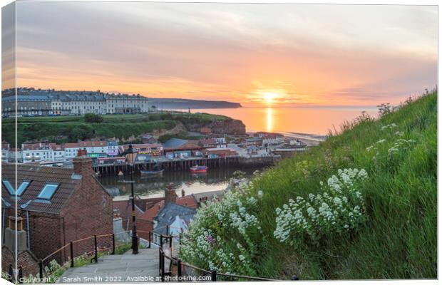 Whitby 199 Steps Sunset Canvas Print by Sarah Smith