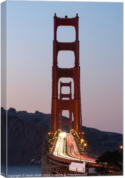 Golden Gate Bridge traffic long exposure  Canvas Print by Sarah Smith