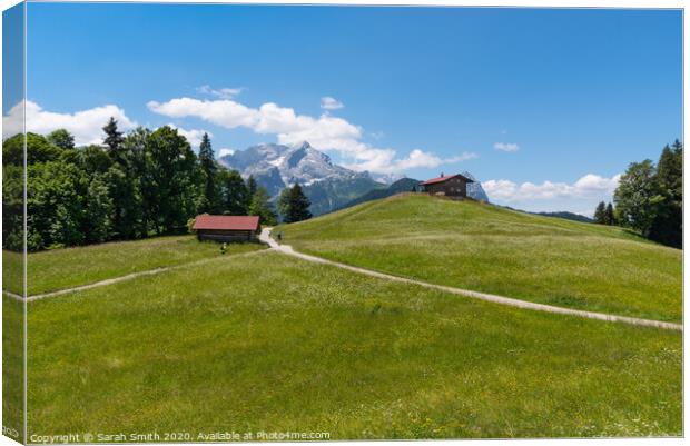Eckbauer Alm mountain meadow near Garmisch Canvas Print by Sarah Smith