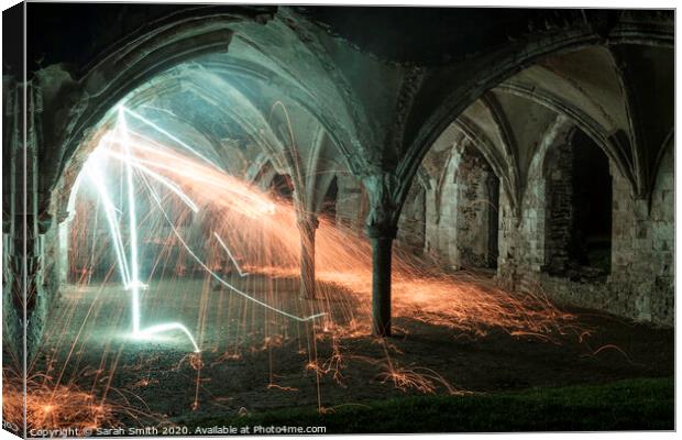 Lighting up Waverley Abbey Canvas Print by Sarah Smith