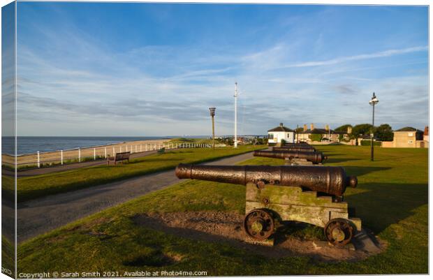 The Row of Cannons at Gun Hill, Southwold Canvas Print by Sarah Smith