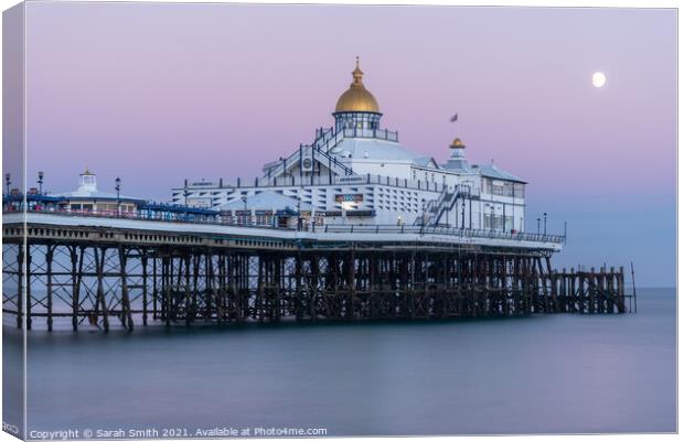 Eastbourne Pier with the Glowing Moon Canvas Print by Sarah Smith