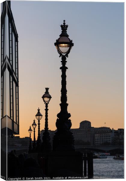 Row of Street Lights Along the South Bank Canvas Print by Sarah Smith