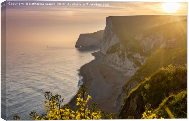 Sunset along the Jurassic coast in Dorset, England Canvas Print by KB Photo