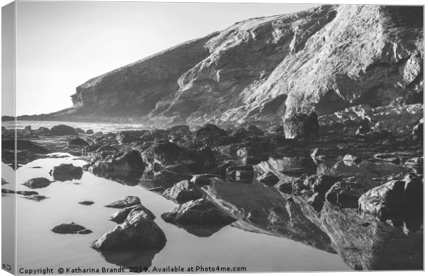 Tregardock Beach Rock reflections in Cornwall Canvas Print by KB Photo