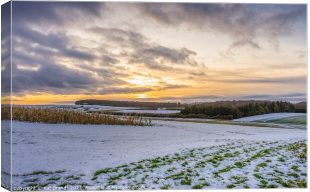 South Downs Way snowy landscape, England, UK Canvas Print by KB Photo