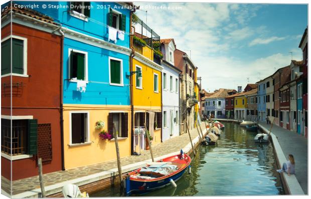 Pastel Shades of Burano, Venice Canvas Print by Stephen Dryburgh