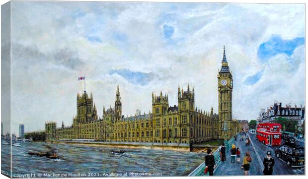 The Palace of Westminster and Westminster Bridge  Canvas Print by Mackenzie Moulton