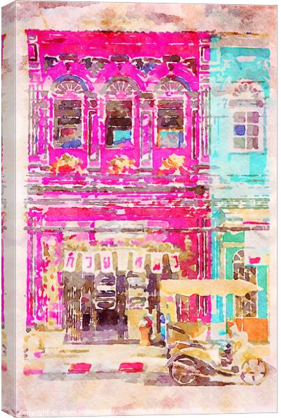 Colourful shophouse Canvas Print by Kevin Hellon