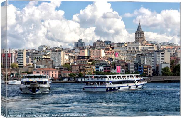Ferries on the Golden Horn  Canvas Print by Kevin Hellon