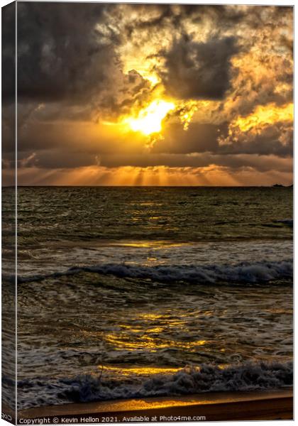 Sunburst over the Andaman sea Canvas Print by Kevin Hellon