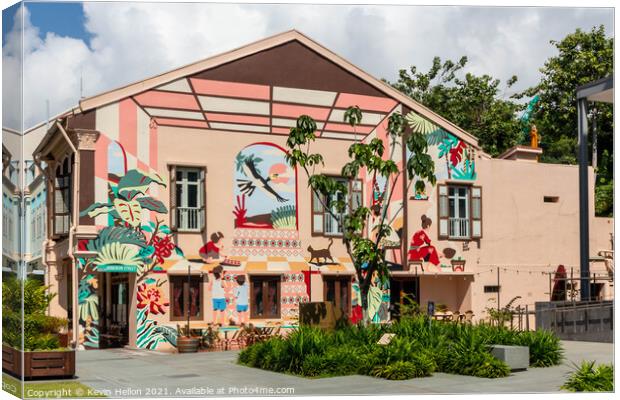 Wall mural on gable end, Singapore Canvas Print by Kevin Hellon