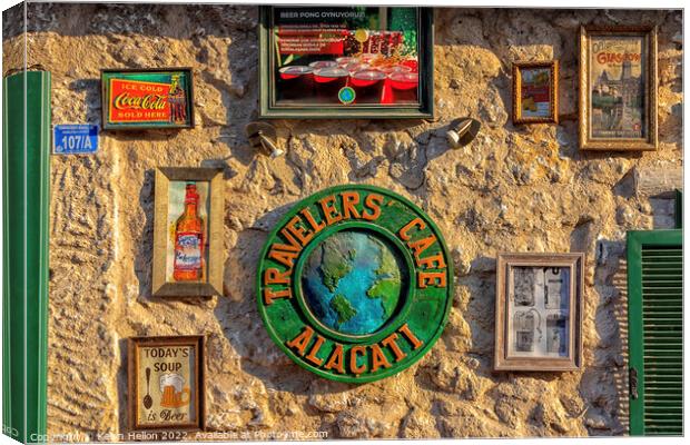 The Traveller's Cafe, Alacati, Canvas Print by Kevin Hellon