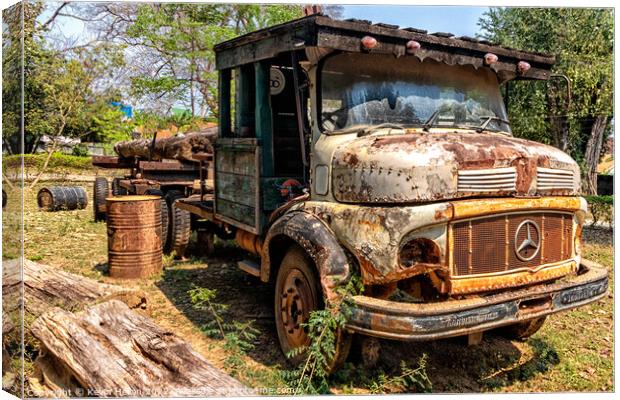 Old Mercedes logging truck, Lampang, Thailand Canvas Print by Kevin Hellon