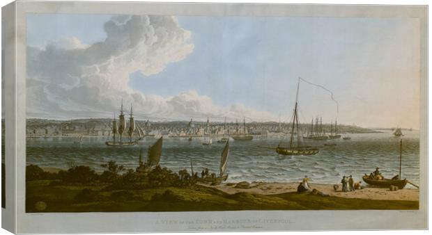 A view of the town and harbour of Liverpool. 1817 Canvas Print by Kevin Hellon